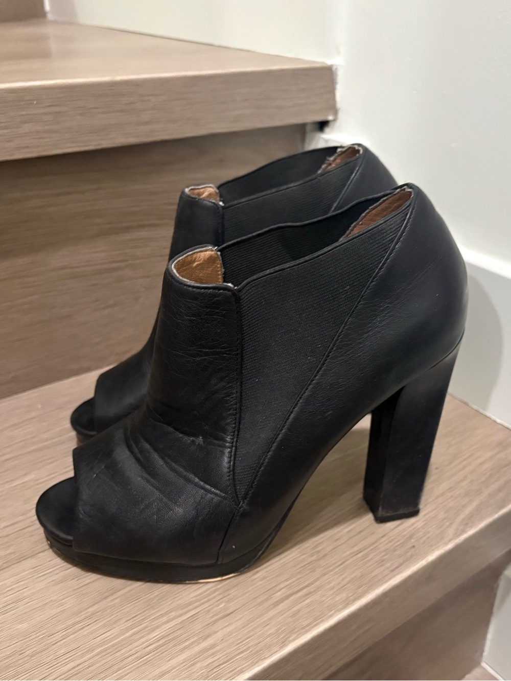 Aldo Black Peep-Toe High Heel Booties